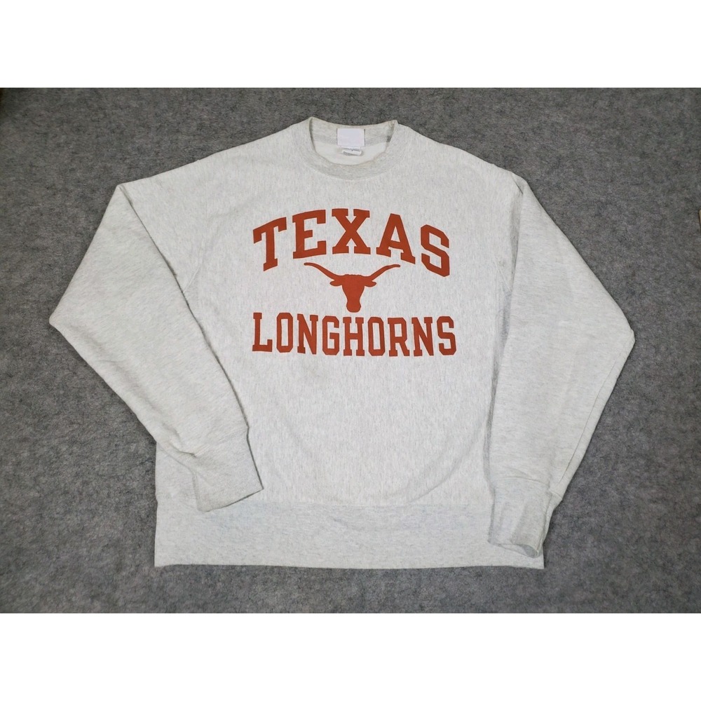 Champion Reverse Weave Sweatshirt UT Austin Longhorns Size Medium Heather Grey